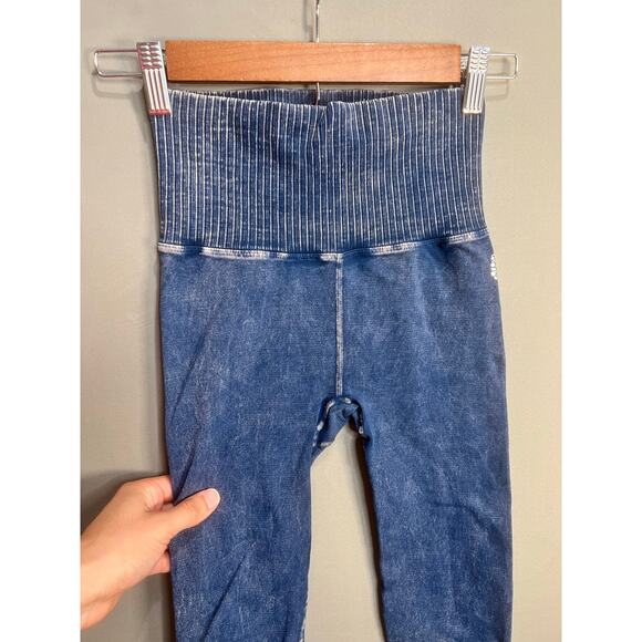 FP Movement By Free People Blue Washed Leggings XS High Rise Athletic Casual - Picture 5 of 9